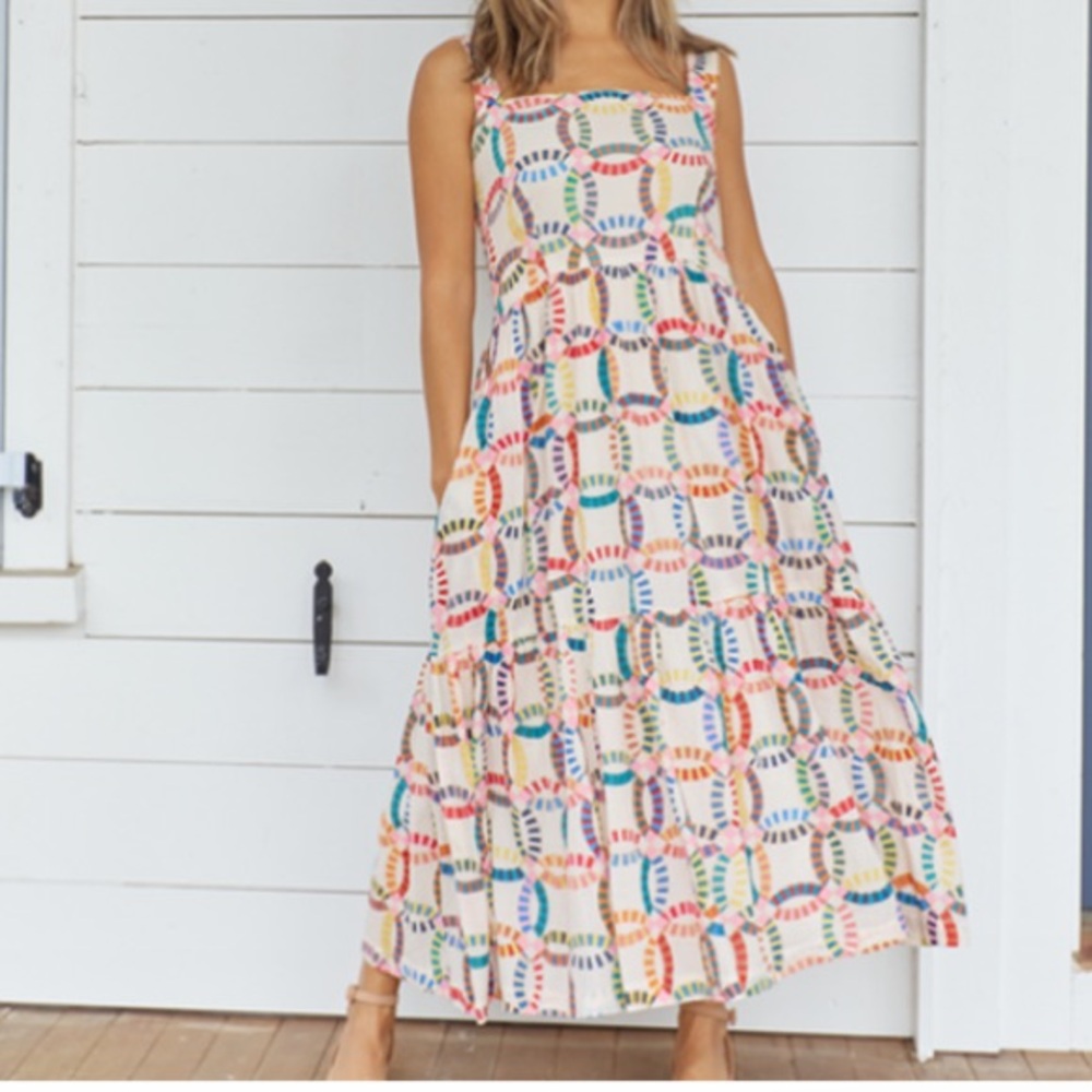 Pink Chicken Pink and Blue Tiered Sundress